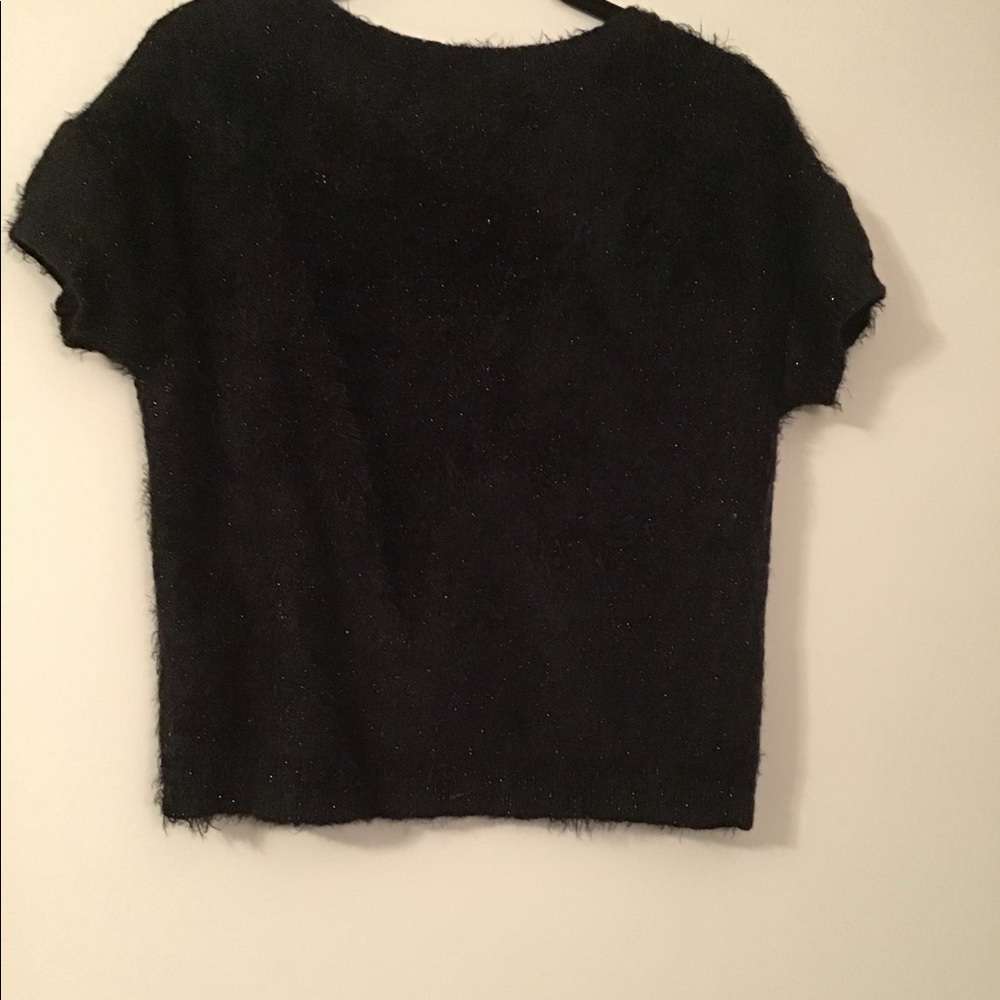 💋Jennifer Lopez💋 Black Fashion Trend Fuzz Top - Picture 4 of 4